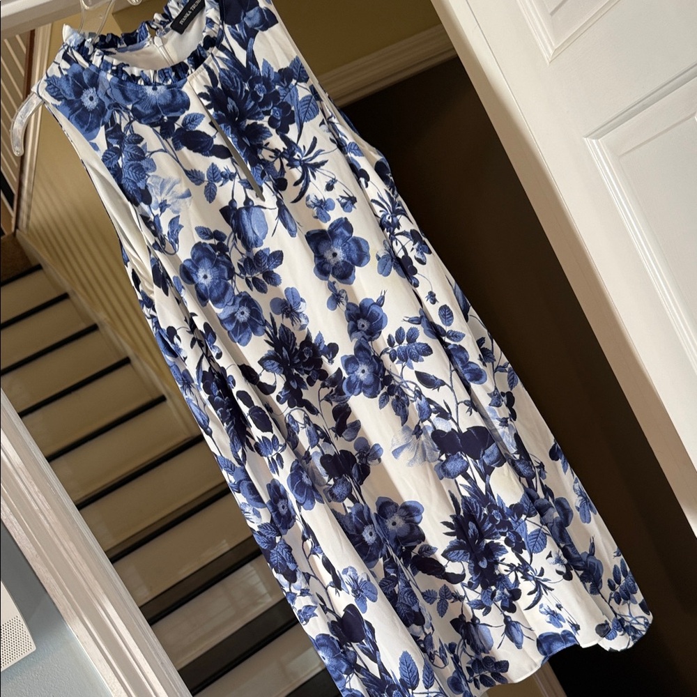 Ivanka Trump Blue and White Ruffled Dress